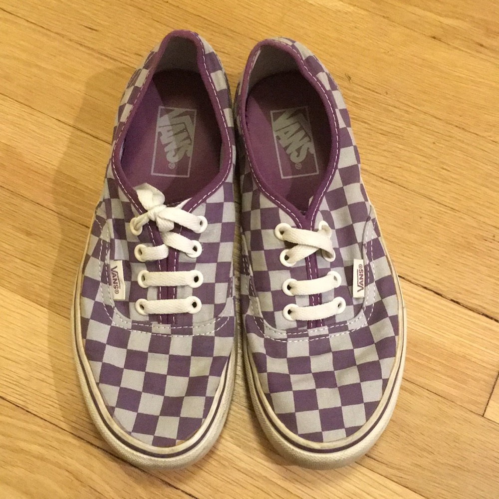 Purple checkered Vans